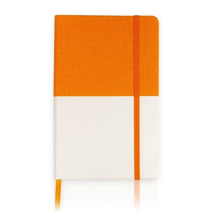 Carnet cuir synthétique bicolore avec marque-page A5 feuilles lisses avec zone d'impression