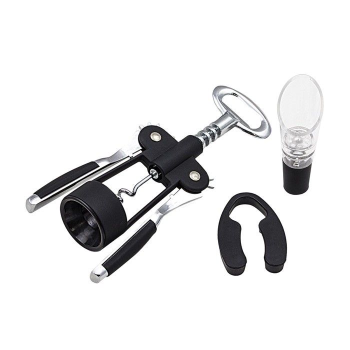 Ensemble de vin en acier inoxydable avec 3 pièces et quatre fonctions avec zone d'impression