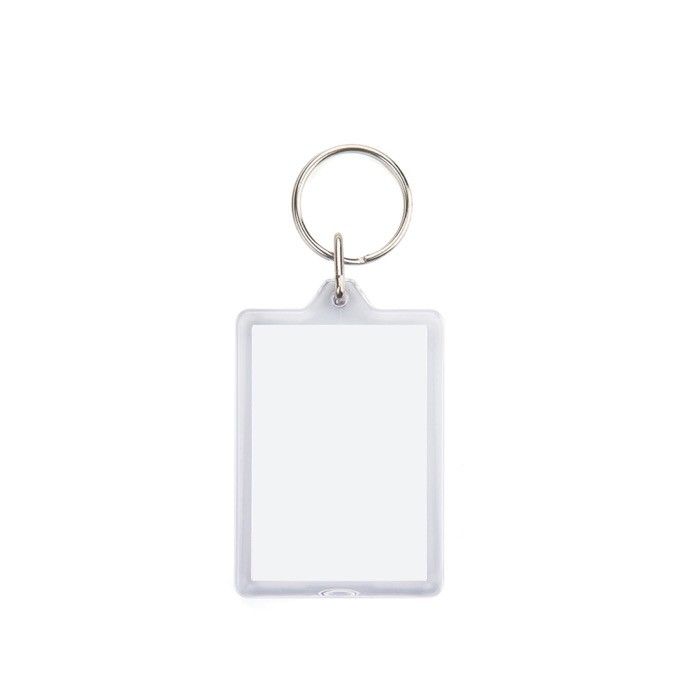 Porte-clés rectangulaire ouverture facile et papier inséré d'un côté avec zone d'impression