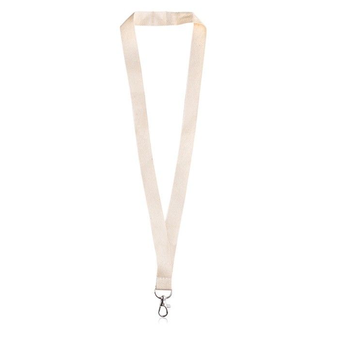 Lanyard classique en coton bio naturel 2 cm avec zone d'impression