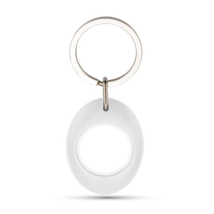 Porte-clés en forme ovale avec jeton de chariot à l'intérieur avec zone d'impression