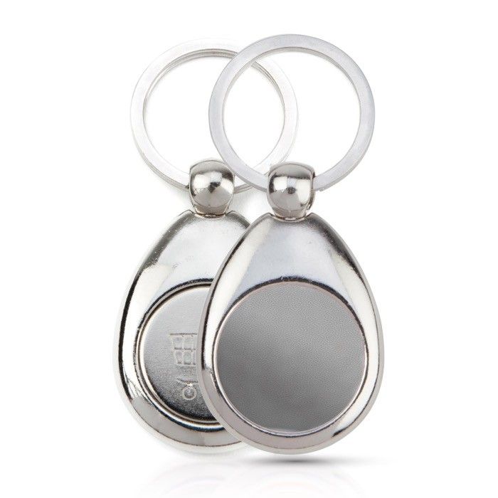 Porte-clés en métal avec jeton pour chariot et papier inséré avec zone d'impression