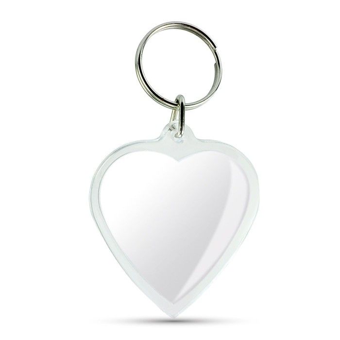 Porte-clés en forme de cœur avec insertion de papier sur deux faces avec zone d'impression