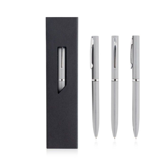 Stylo de luxe en métal coloré mat avec étui encre bleue avec zone d'impression