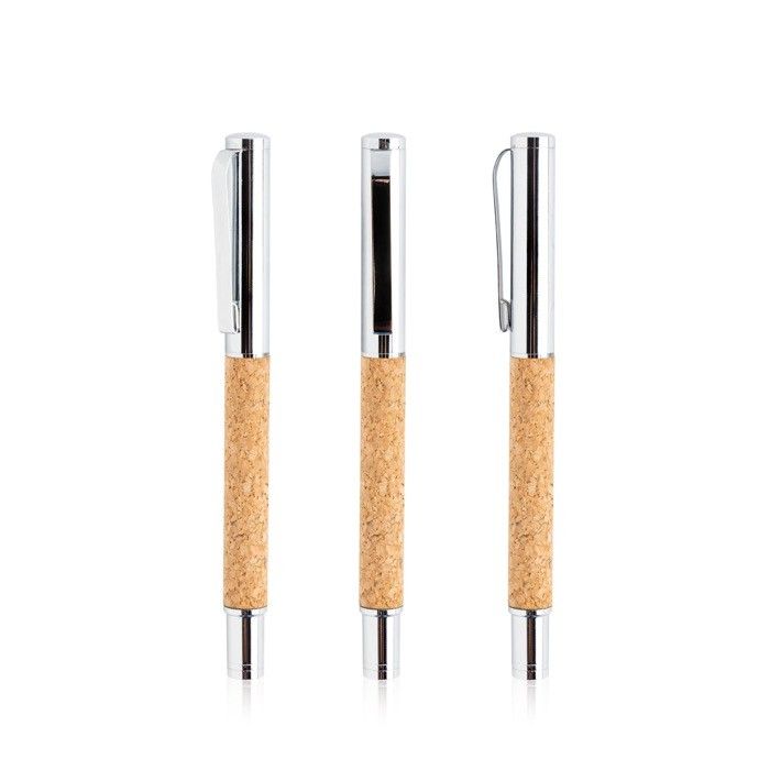 Roller élégant en métal et liège avec boîte magnétique encre bleue avec zone d'impression