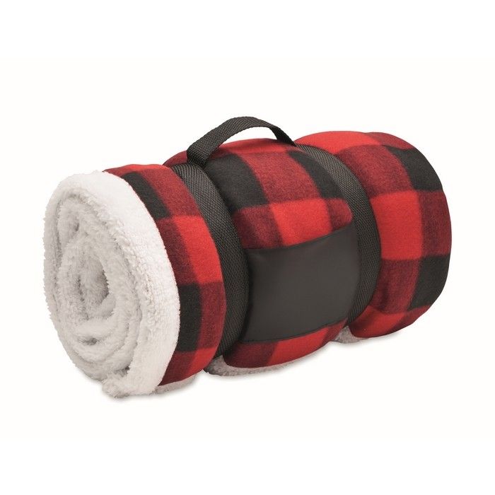 Plaid à carreaux en sherpa et polyester 230g/m²