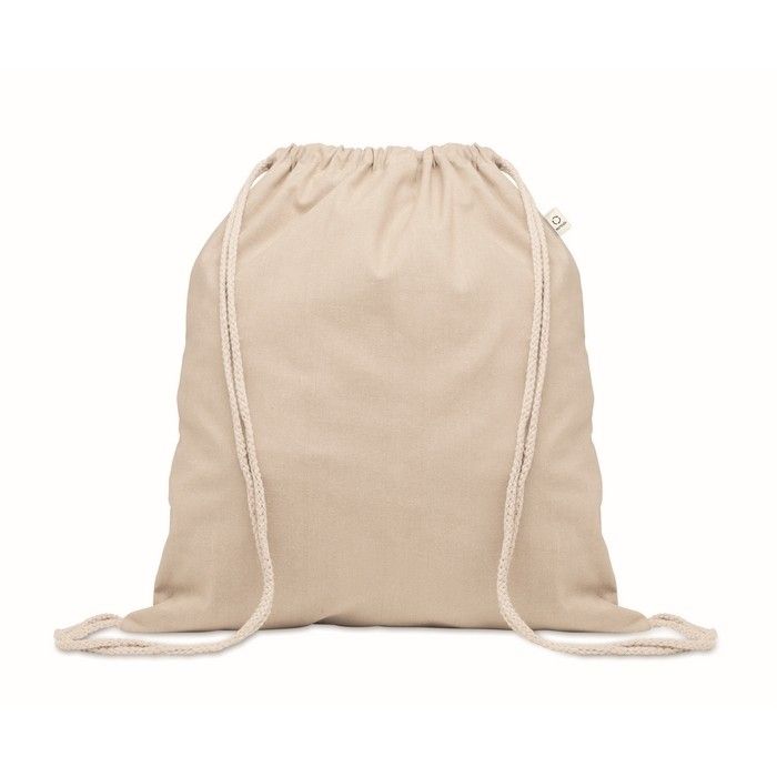 Sac cordon couleur naturelle, en coton recyclé et RPET 140g/m²