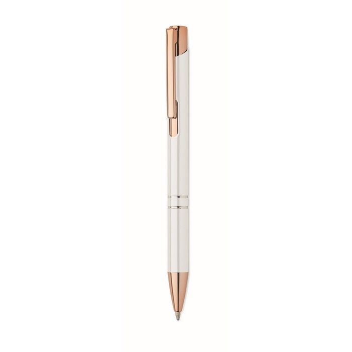 Stylo bille en aluminium recyclé avec détails rose gold, encre bleue