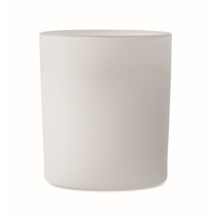 Bougie dans un pot en verre avec des pierres et parfum à la vanille