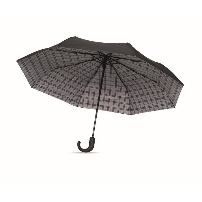 Parapluie pliable anti-vent en pongé avec motif à carreaux, Ø116cm