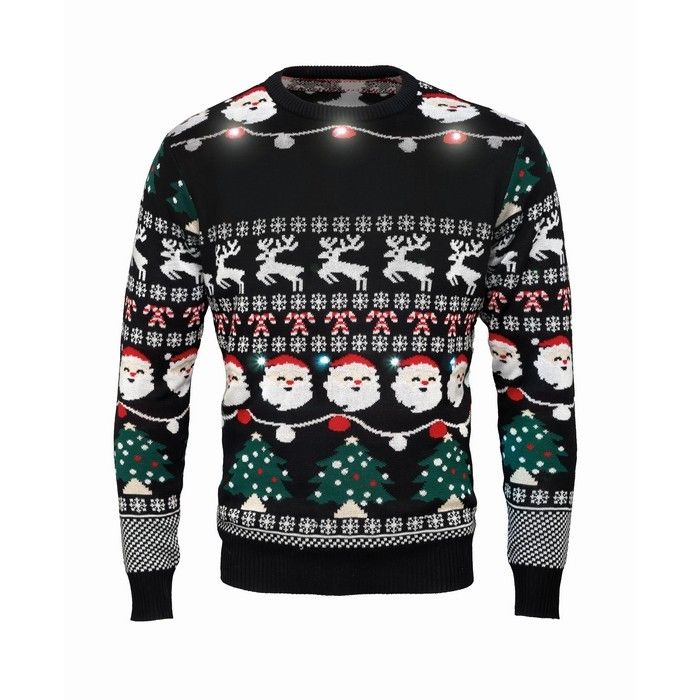 Pull de Noël avec 10 lumières LED, taille L/XL