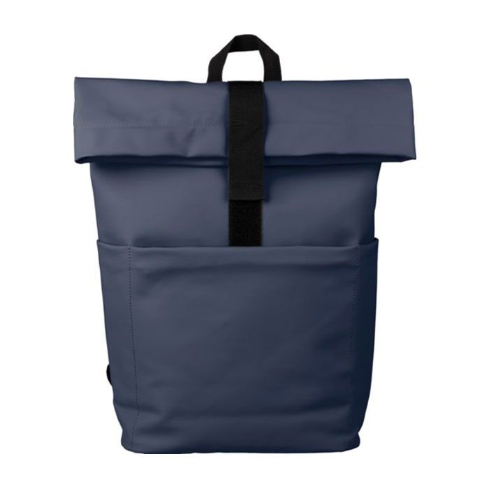 Sac à dos en PU pour ordinateur 15” avec poche avant et latérale couleur bleu avec zone d'impression