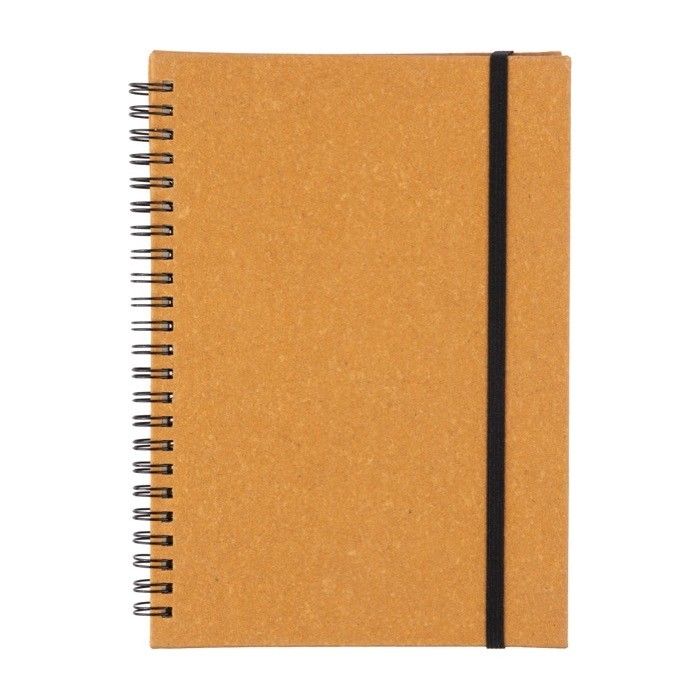 Carnet en cuir recyclé avec fermeture élastique et feuilles lignées A5