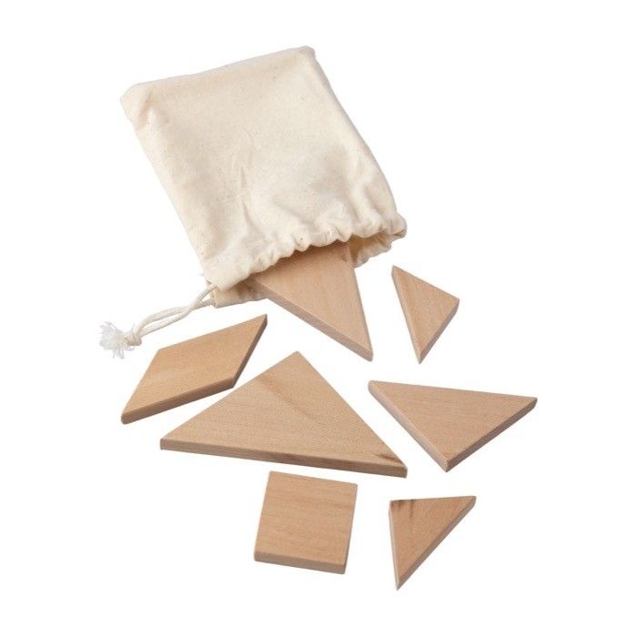 Jeu de casse-tête et tangram classique en bois naturel couleur marron avec zone d'impression