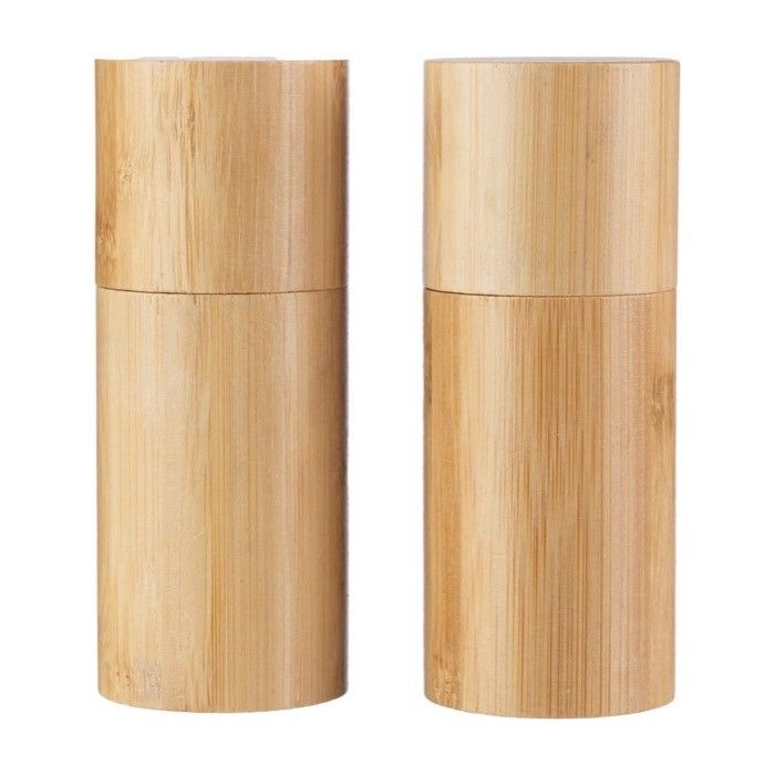 Set de 2 moulins à épices en bambou avec bouchons assortis