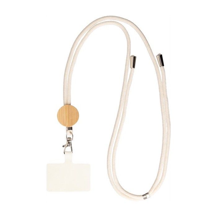 Lanyard et porte-badge en corde de coton avec détail en bambou