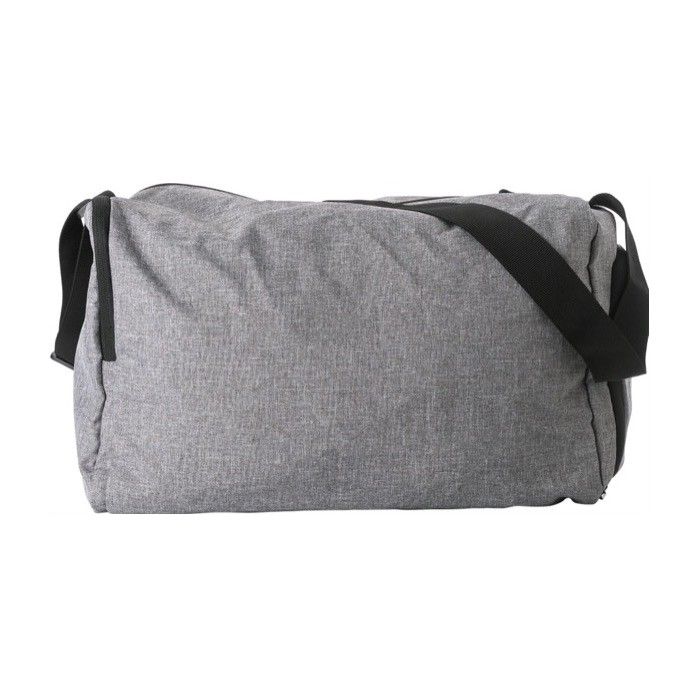 Sac de voyage pliable avec compartiment pour chaussures couleur gris avec zone d'impression
