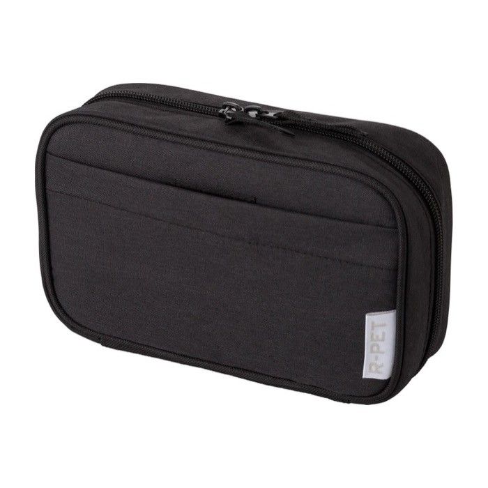 Trousse de toilette de voyage polyester compartiment et poches couleur noir avec zone d'impression
