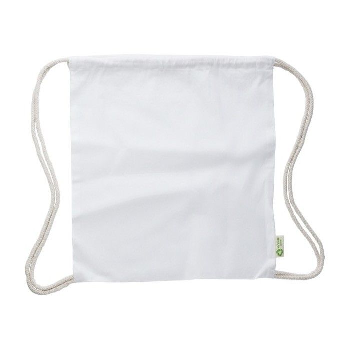 Sac à dos en corde de coton 100% recyclé et cordons naturels, 120 g/m²