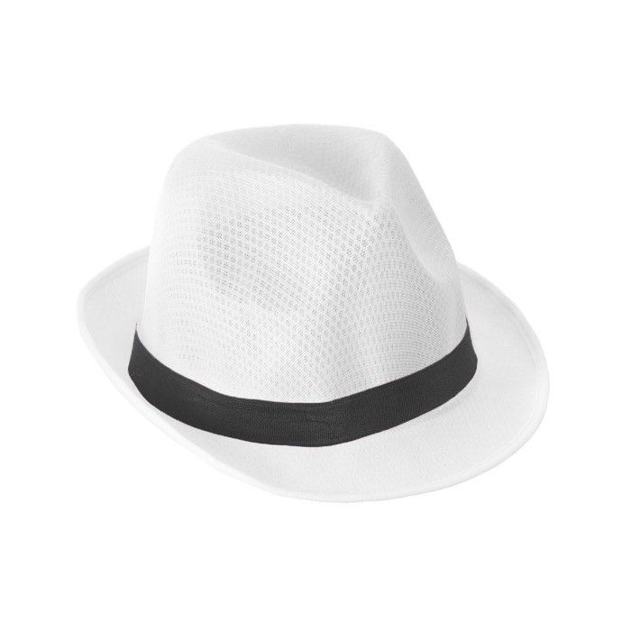 Chapeau en PP de différentes couleurs, ruban non inclus avec zone d'impression