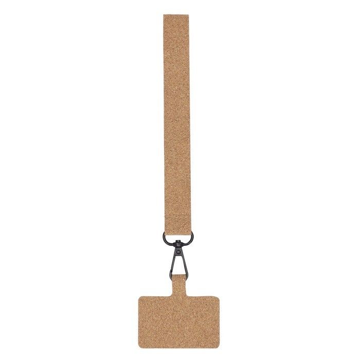 Dragonne pour smartphone en liège avec un mousqueton noir