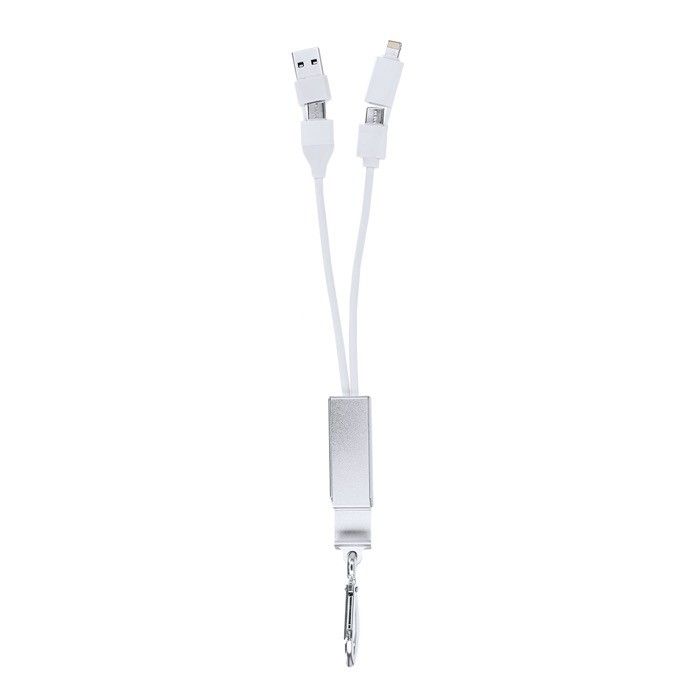 Hub USB aluminium recyclé avec support pour téléphone et mousqueton