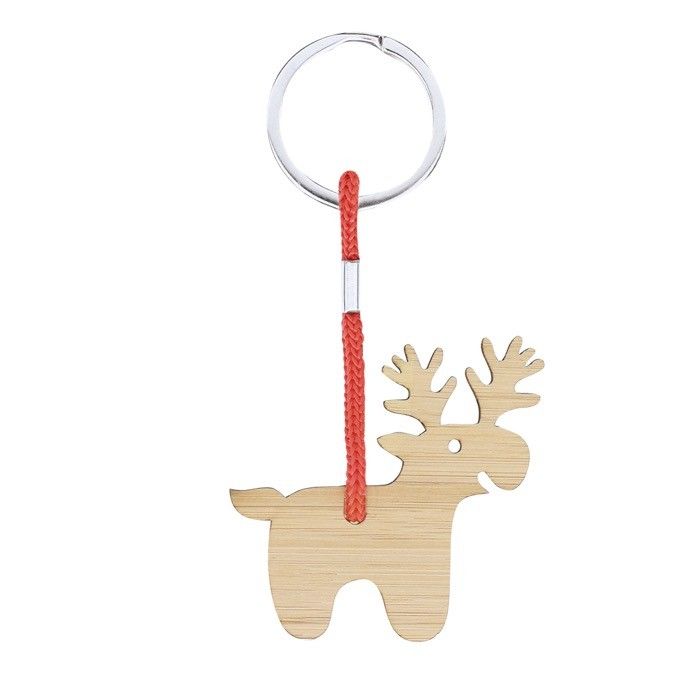 Porte-clés de Noël en bambou en forme de renne à personnaliser