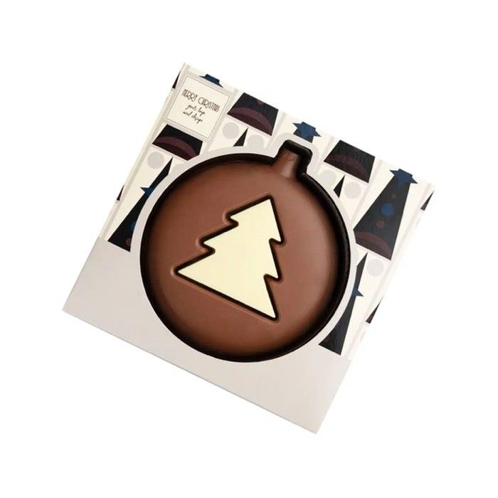 Chocolat en forme de boule de Noël avec motif de sapin vue principale