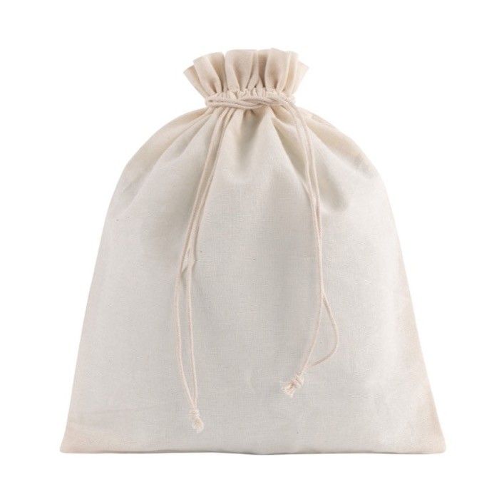 Sac moyen en coton recyclé avec cordons de fermeture 120 g/m2