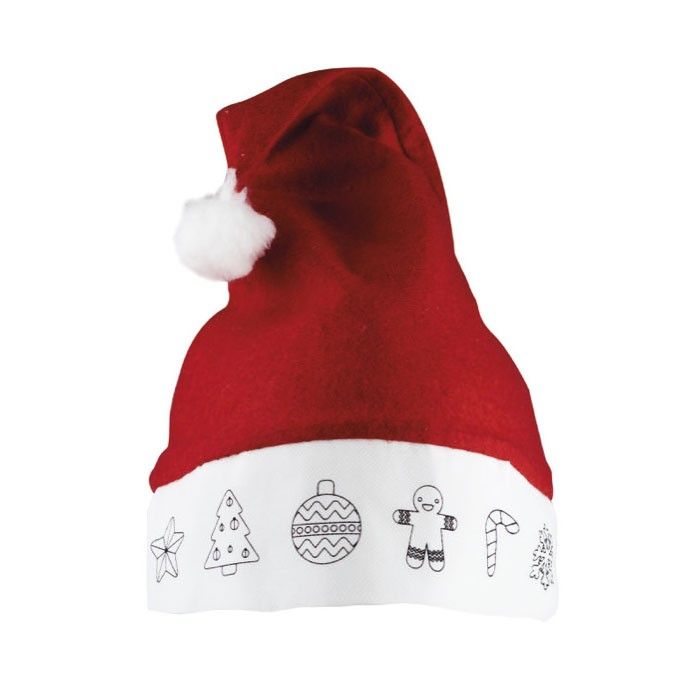 Bonnet de Noël pour enfants avec dessins et 4 crayons de cire