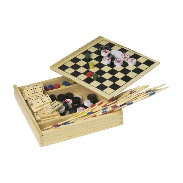 Set de 5 jeux dans une boîte en bois