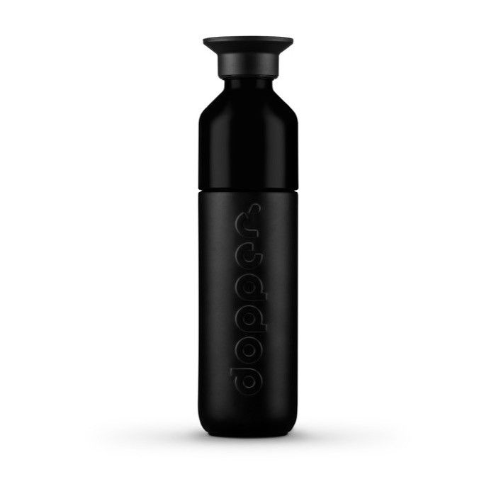 Petite Gourde avec fonction thermos couleur noir avec zone d'impression
