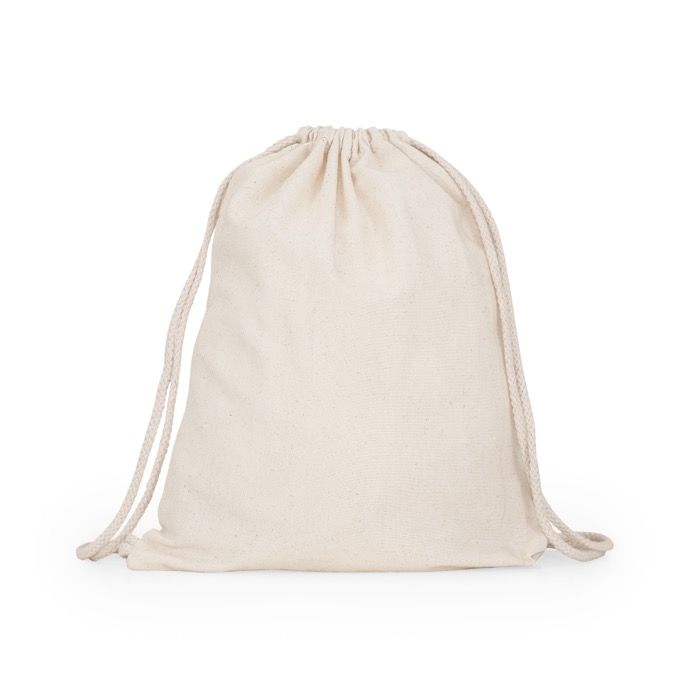 Sac à dos à ficelle en coton naturel avec cordons ajustables
