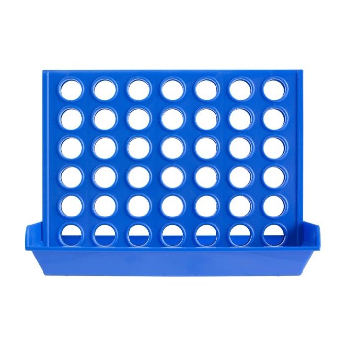 Jeu de quatre en plastique rouge et jaune avec pions dans des sacs