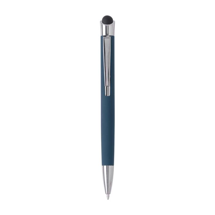 Stylo tactile en aluminium, en étui métallique, encre bleue