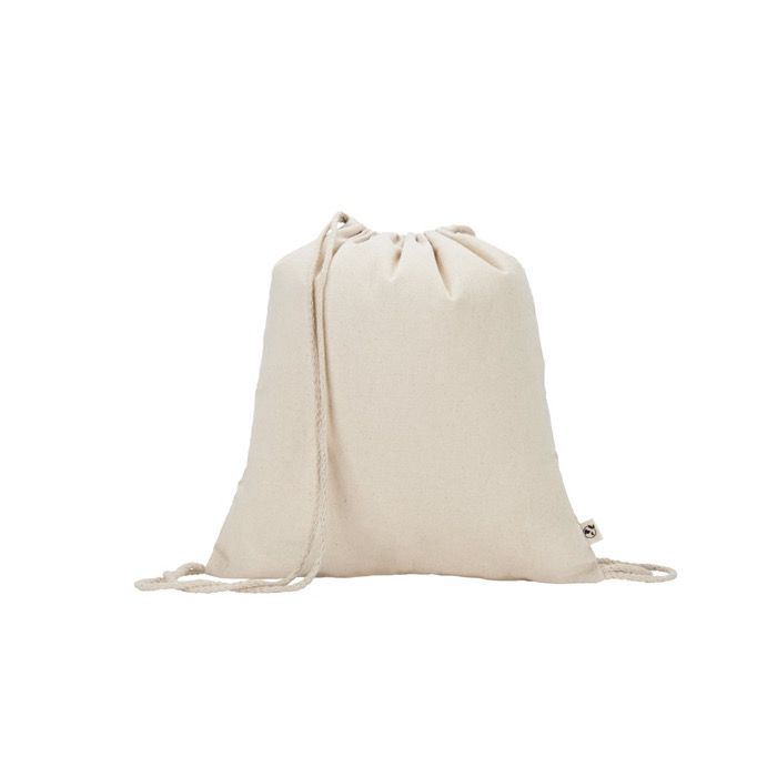 Sac à cordon en coton recyclé couleur naturelle 180 g/m²