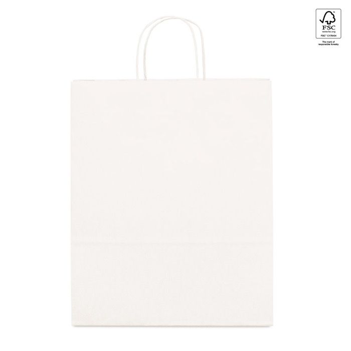Grand sac en carton blanc vue avec zone d'impression