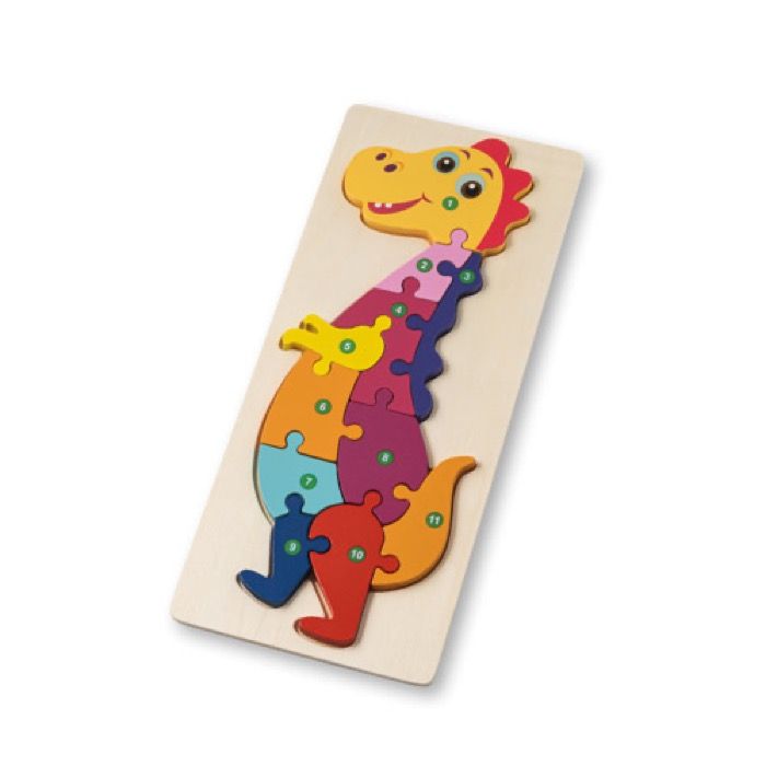 Puzzle en forme de dinosaure en bois de pin