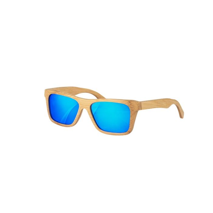 Lunettes de soleil bambou avec verres effet miroir et protection UV400