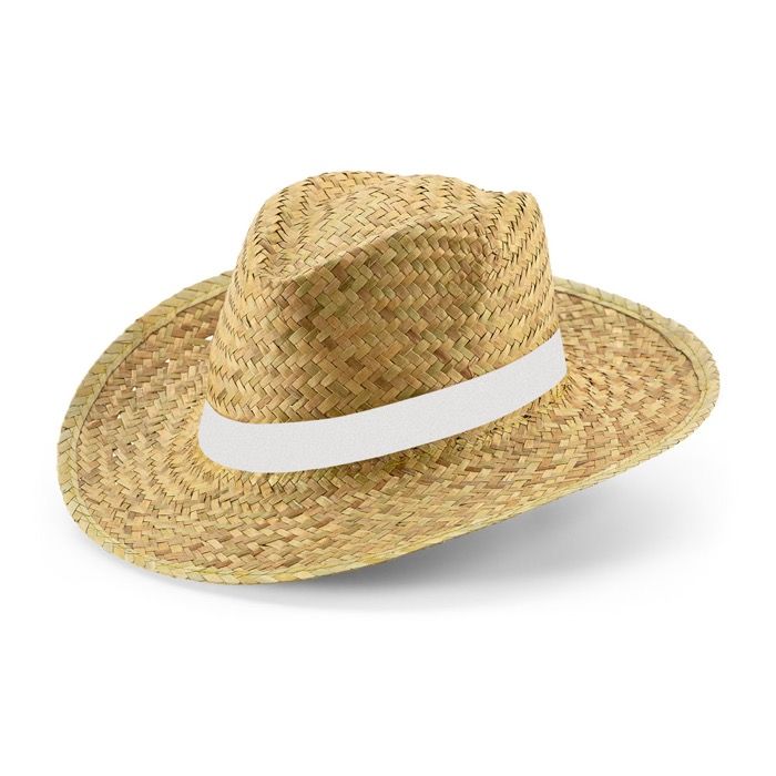 Chapeau en paille naturelle avec ruban personnalisé sublimé