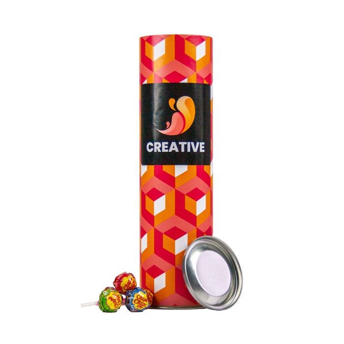 Tube Chupa Chups personnalisable contenant environ 60 unités