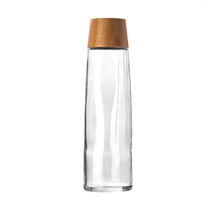 Bouteille en verre durable premium avec bouchon en bambou, 750 ml