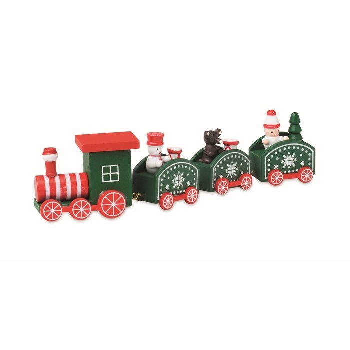 Train en bois avec figurines sur le thème Noël personnalisable