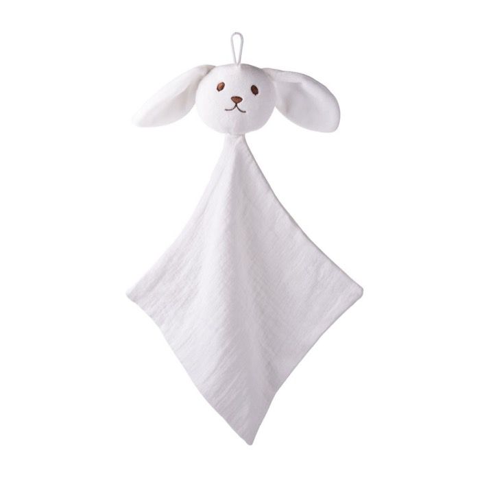 Doudou pour bébé en doux coton avec une tête de lapin