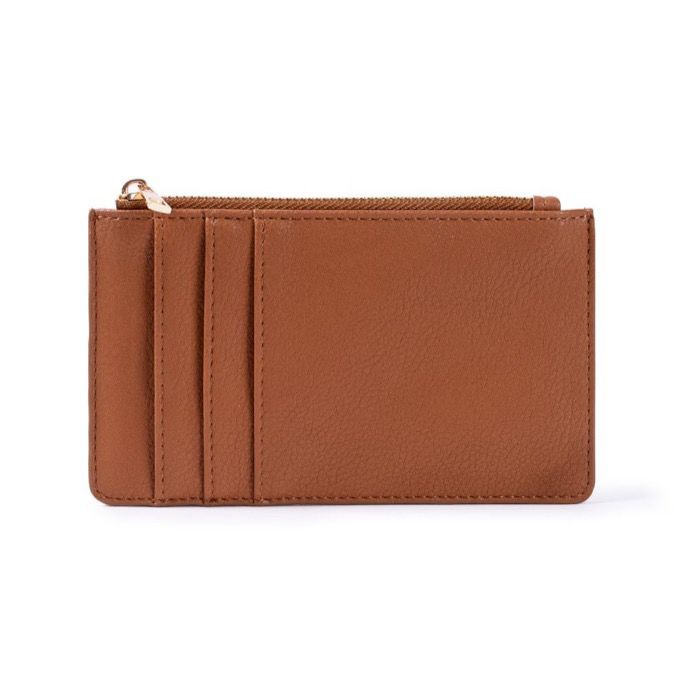 Porte-monnaie et porte-cartes zippés en cuir synthétique