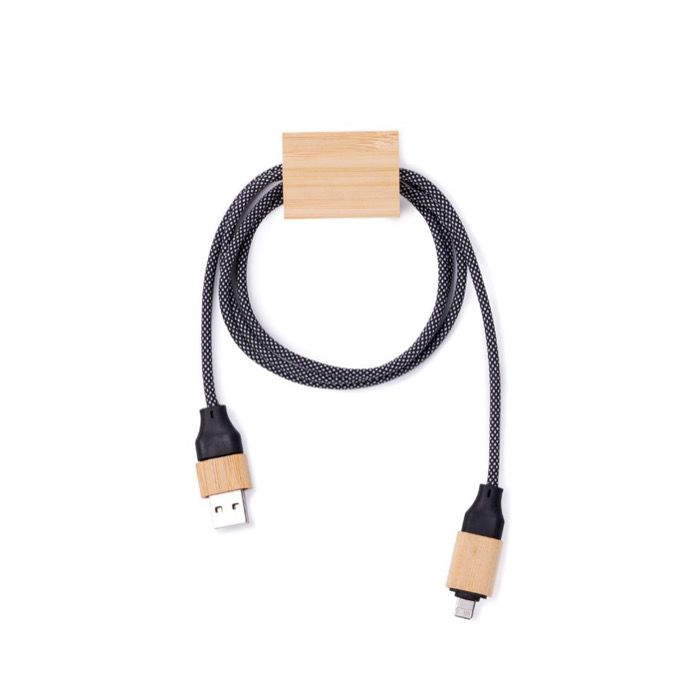 Câble de charge 1m avec détail en bambou à personnaliser