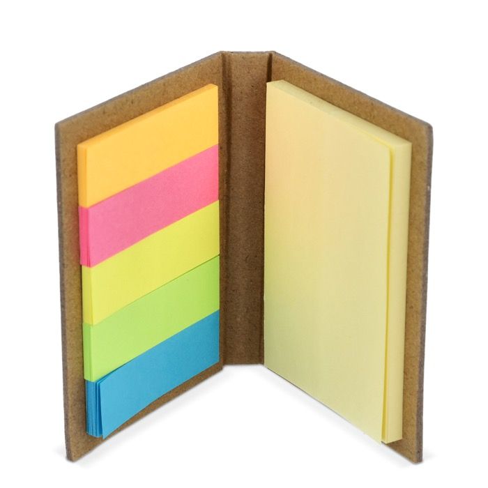 Notes adhésives de 2 tailles dans un carnet en papier kraft