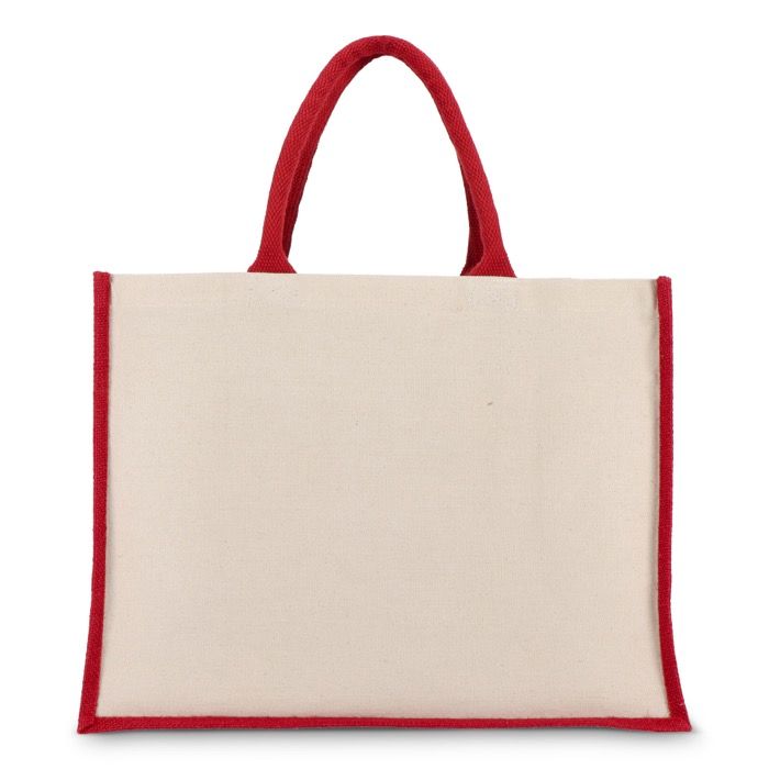Sac en coton avec côtés et fond en jute coloré 320 g/m²