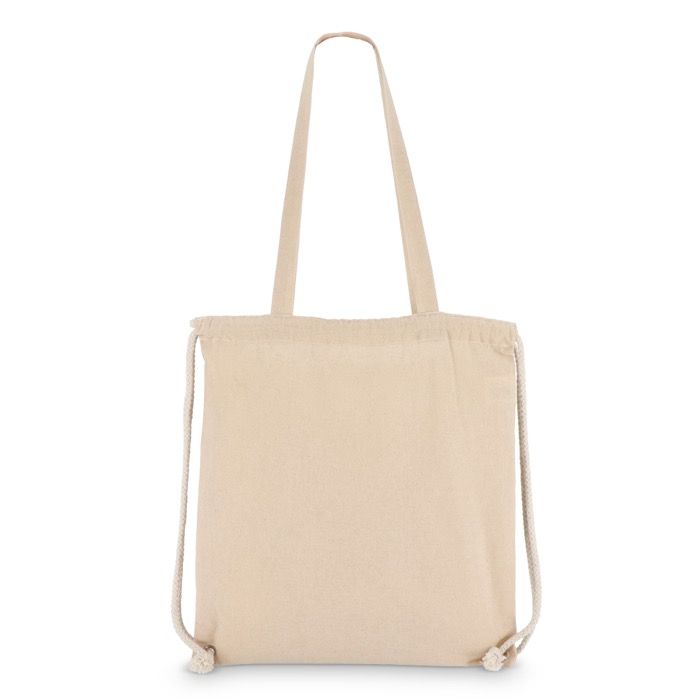 Sac 2 en 1, tote bag et sac à cordon en coton OEKO-TEX 140 g/m²