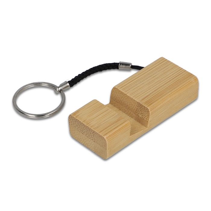 Porte-clés en bambou corde et support multifonction pour téléphone